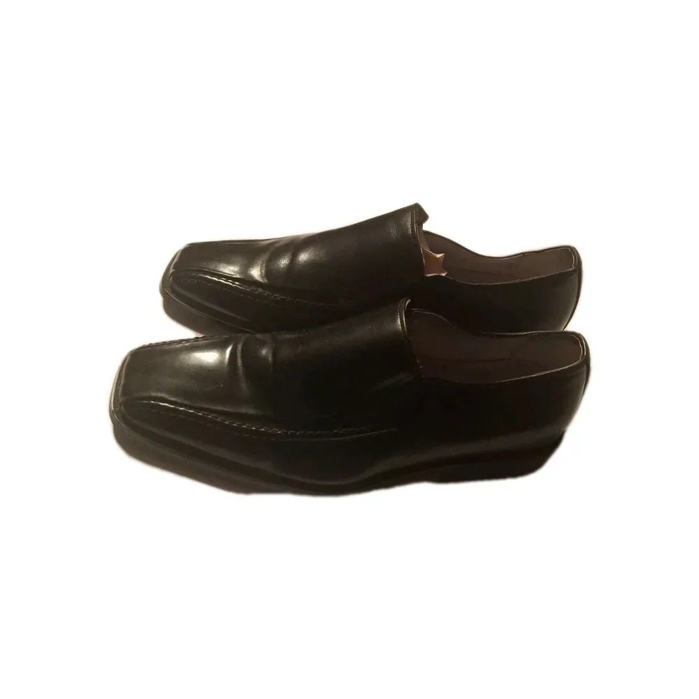 Stacy Adams Leather Loafers Black Dress Work Shoes Square Toes Size 9 W